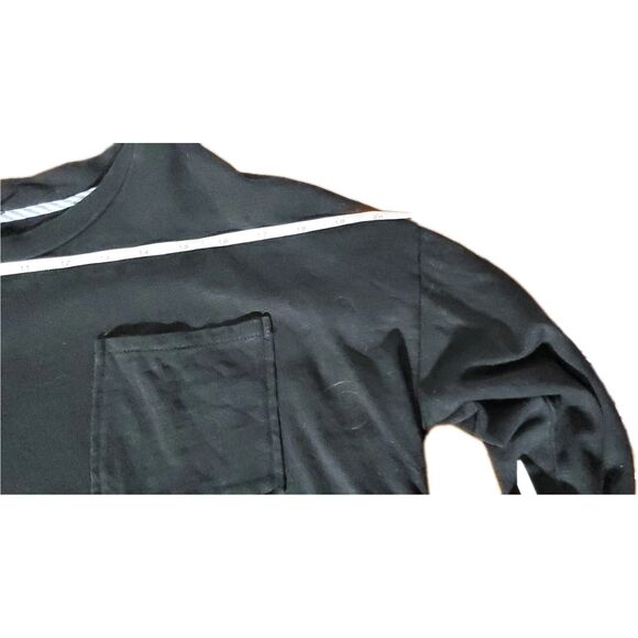 Layered Look Pinstriped Sweater Size L Mixed Media Wrist Tie Detail Chic - Picture 11 of 16